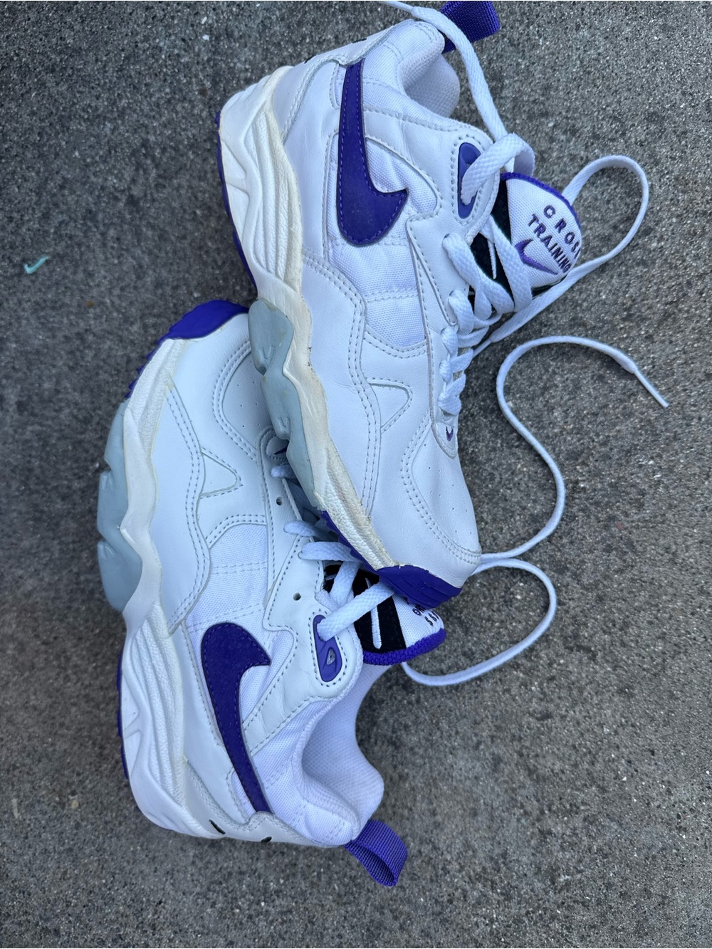 Vintage Nike Air Cross Training Sneakers White Purple Retro Trainers
